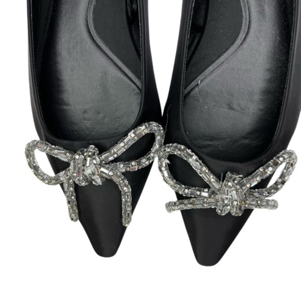 Zara Ballet Flats Decorated With Bow Black Balletcore 38 EUR 7.5 USA 7 1/2